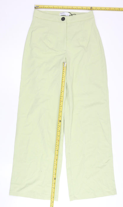 Bershka Women’s Green Wide-Leg High Rise Trousers Size 8