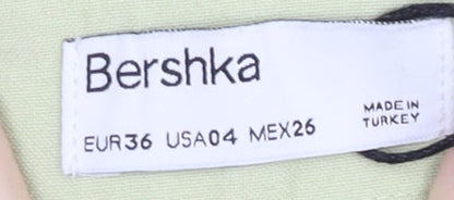Bershka Women’s Green Wide-Leg High Rise Trousers Size 8