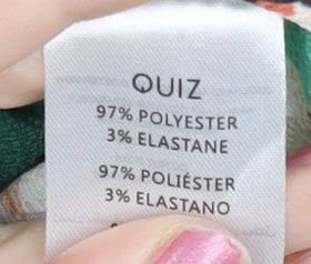 Quiz Womens Green Floral Wrap Blouse Size 12 Kimono Sleeve V-Neck