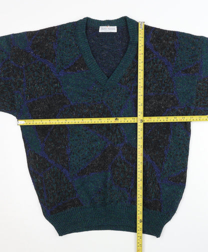 Jeune Homme Mens Multicoloured Wool Blend V-Neck Jumper M