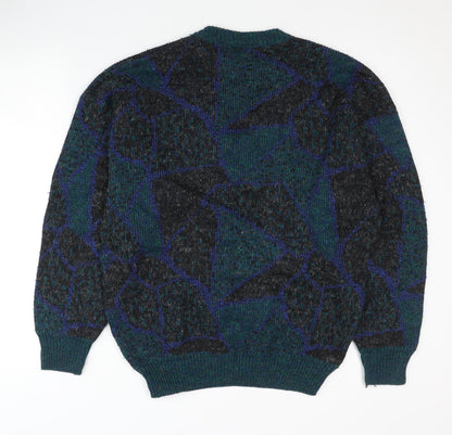 Jeune Homme Mens Multicoloured Wool Blend V-Neck Jumper M