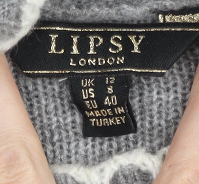 Womens UK Size 12 Lipsy Grey Pullover Jumper