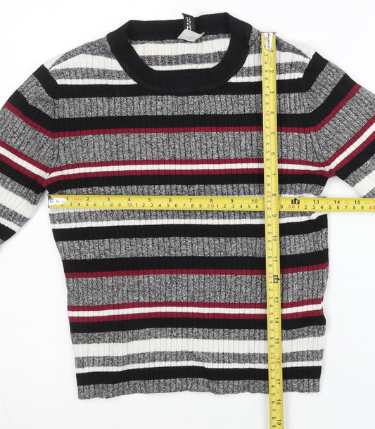 H&M Women’s Multicolour Striped Pullover Jumper Size S Crew Neck