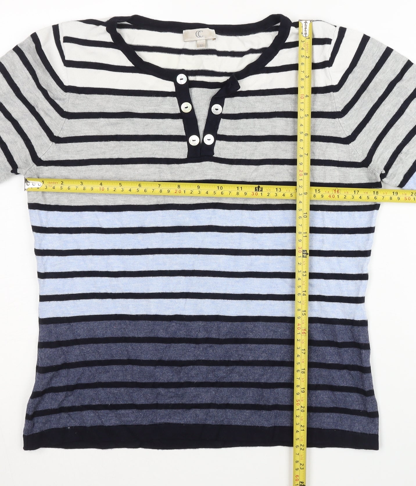 Womens UK Size M CC Multicoloured Henley Jumper