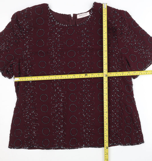 Bonmarché Women’s Red Beaded Short Sleeve Blouse Size 16