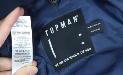 Mens UK Size 40 Topman Regular Blue Suit Jacket