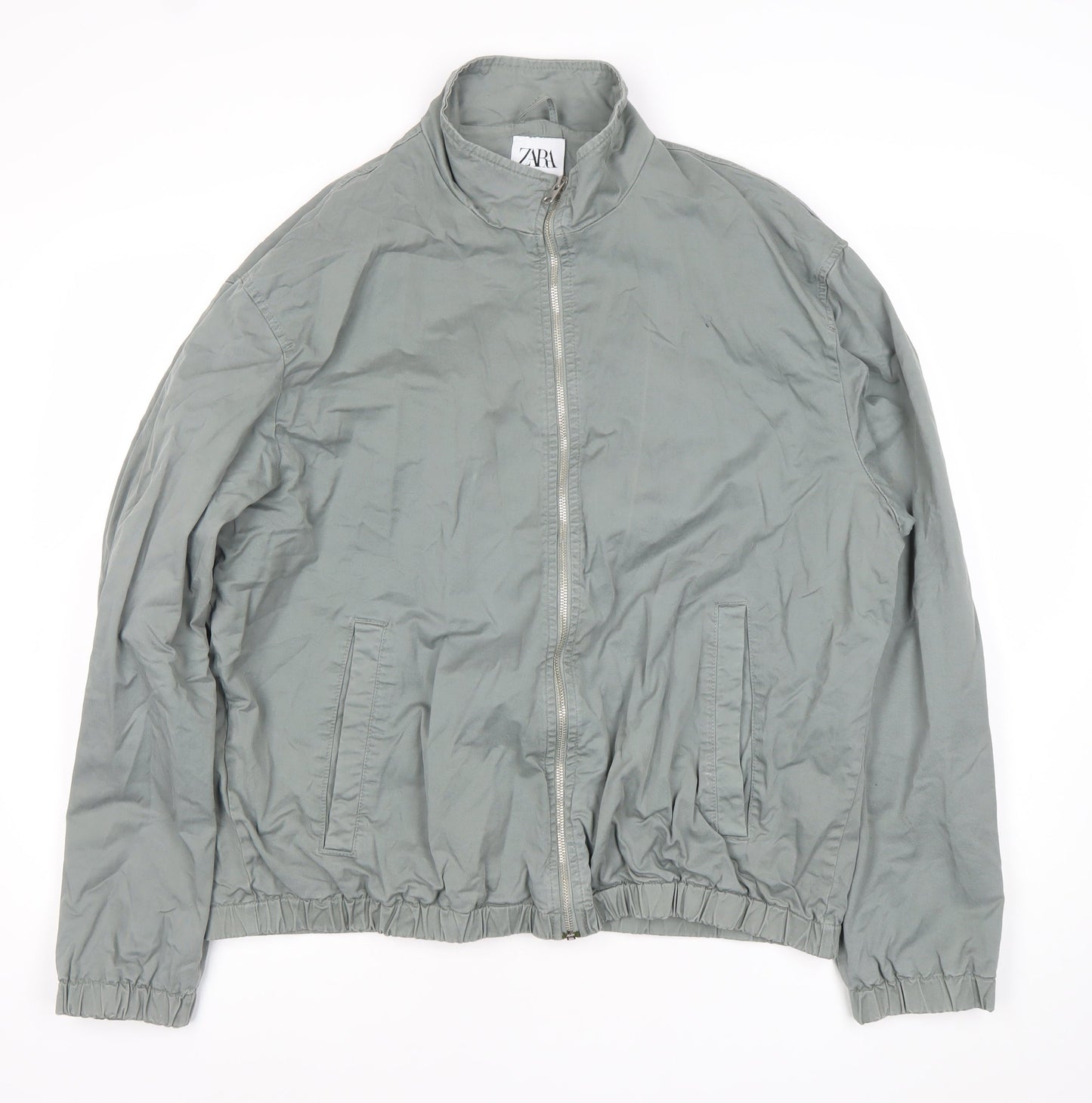 Zara Men’s Grey XL Cotton Blend Zip Up Casual Jacket