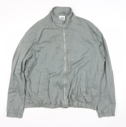 Zara Men’s Grey XL Cotton Blend Zip Up Casual Jacket