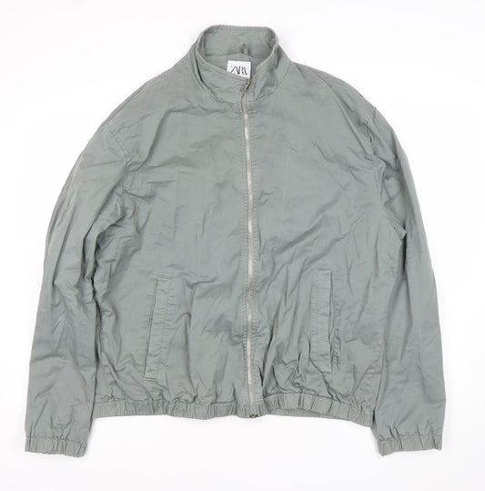 Zara Men’s Grey XL Cotton Blend Zip Up Casual Jacket