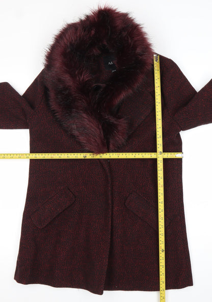 A&G Women’s Red Faux Fur Collar Mid-Length Overcoat Size 10