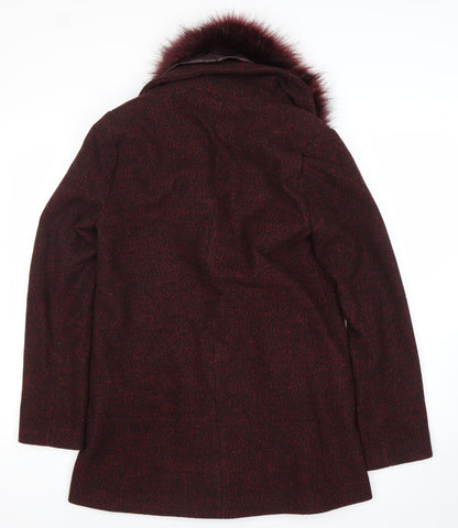 A&G Women’s Red Faux Fur Collar Mid-Length Overcoat Size 10