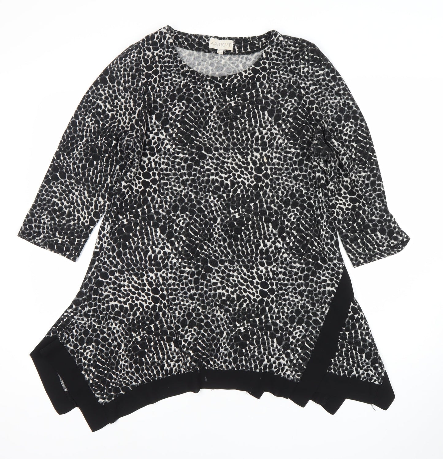 Womens UK Size 10 Apricot Black Tunic Blouse