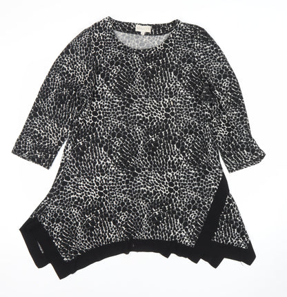 Womens UK Size 10 Apricot Black Tunic Blouse