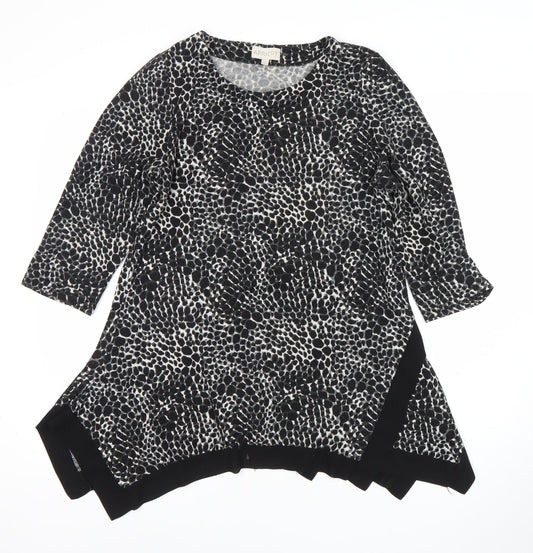 Womens UK Size 10 Apricot Black Tunic Blouse