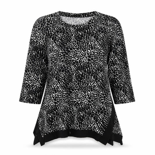 Womens UK Size 10 Apricot Black Tunic Blouse