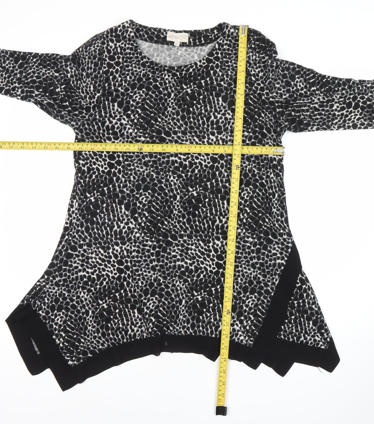 Womens UK Size 10 Apricot Black Tunic Blouse