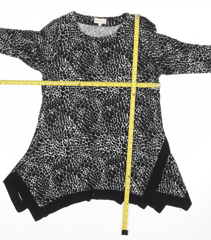 Womens UK Size 10 Apricot Black Tunic Blouse