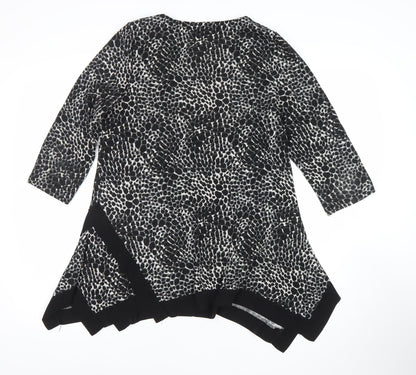 Womens UK Size 10 Apricot Black Tunic Blouse