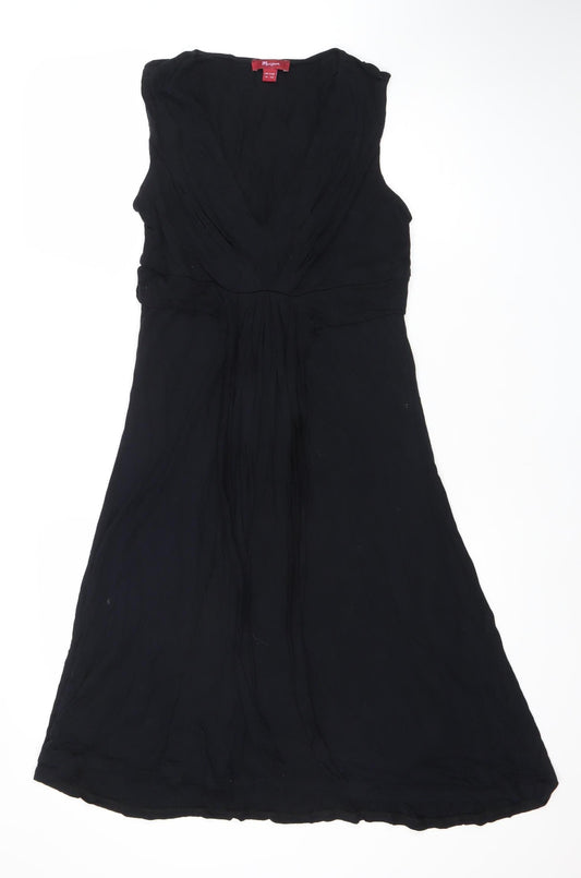 Monsoon Women Black Size 12 A-Line Long Chiffon Sleeveless Dress