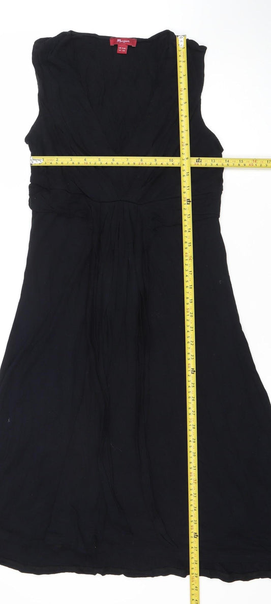 Monsoon Women Black Size 12 A-Line Long Chiffon Sleeveless Dress