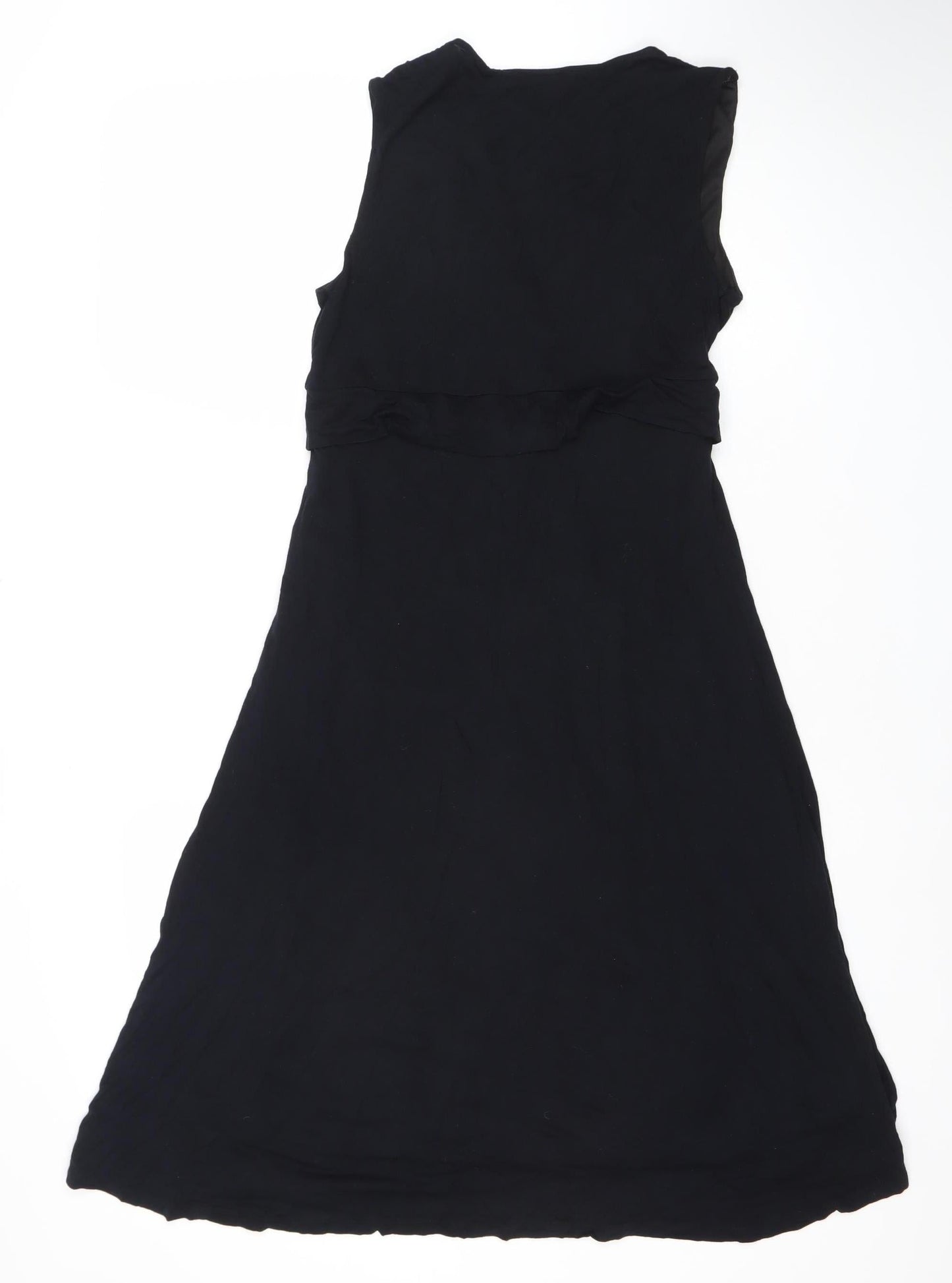 Monsoon Women Black Size 12 A-Line Long Chiffon Sleeveless Dress