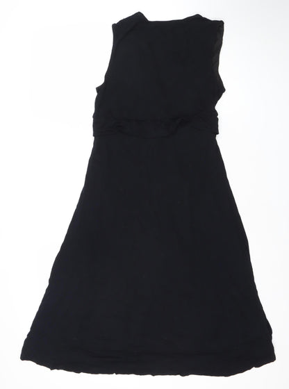 Monsoon Women Black Size 12 A-Line Long Chiffon Sleeveless Dress