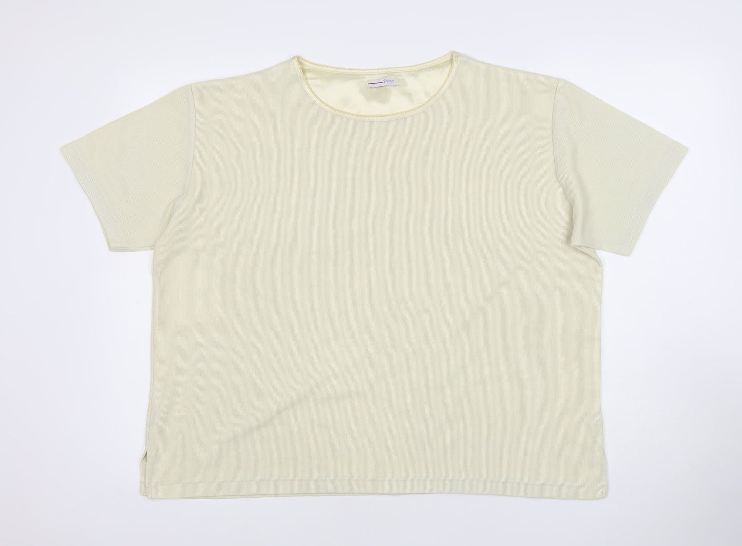 Papaya Women Beige Size 16 Short Sleeve Basic T-Shirt