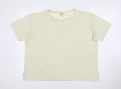 Papaya Women Beige Size 16 Short Sleeve Basic T-Shirt