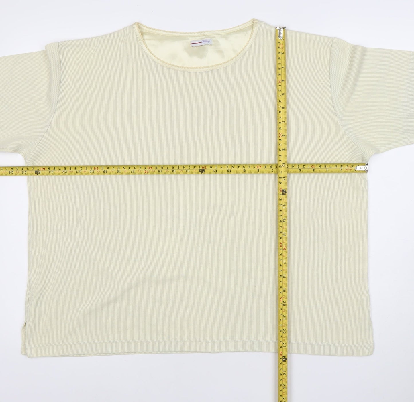 Papaya Women Beige Size 16 Short Sleeve Basic T-Shirt