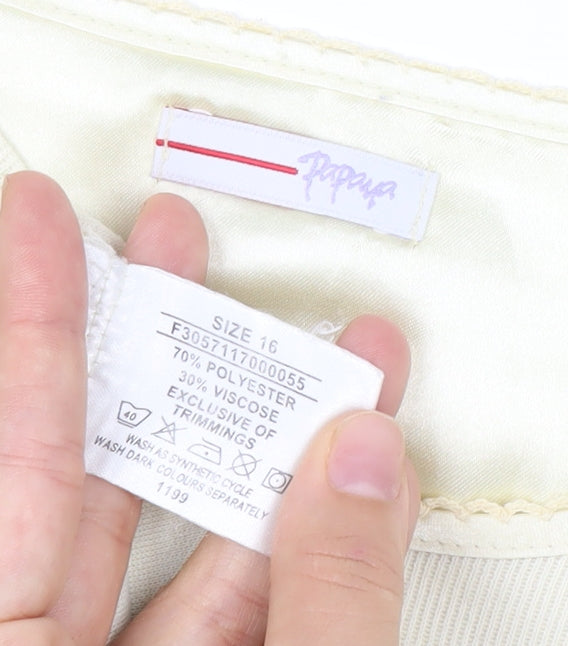 Papaya Women Beige Size 16 Short Sleeve Basic T-Shirt