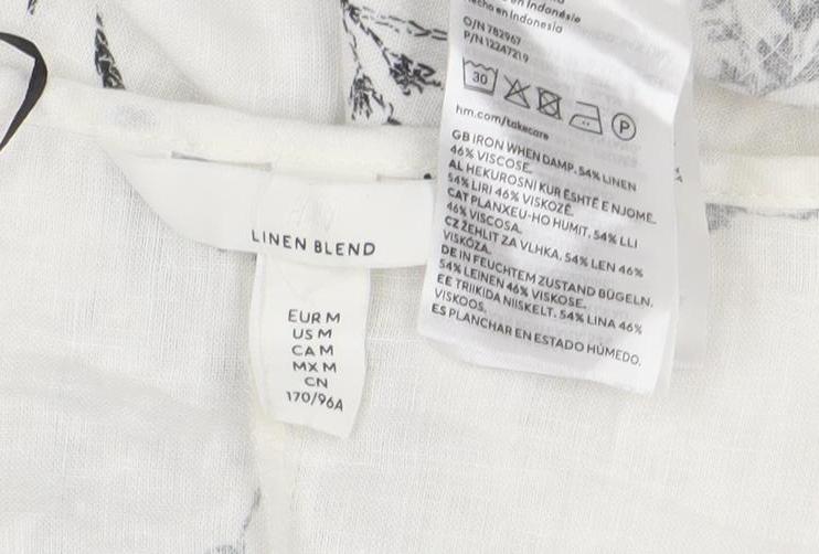 Womens UK Size 12 H&M White Tunic Blouse