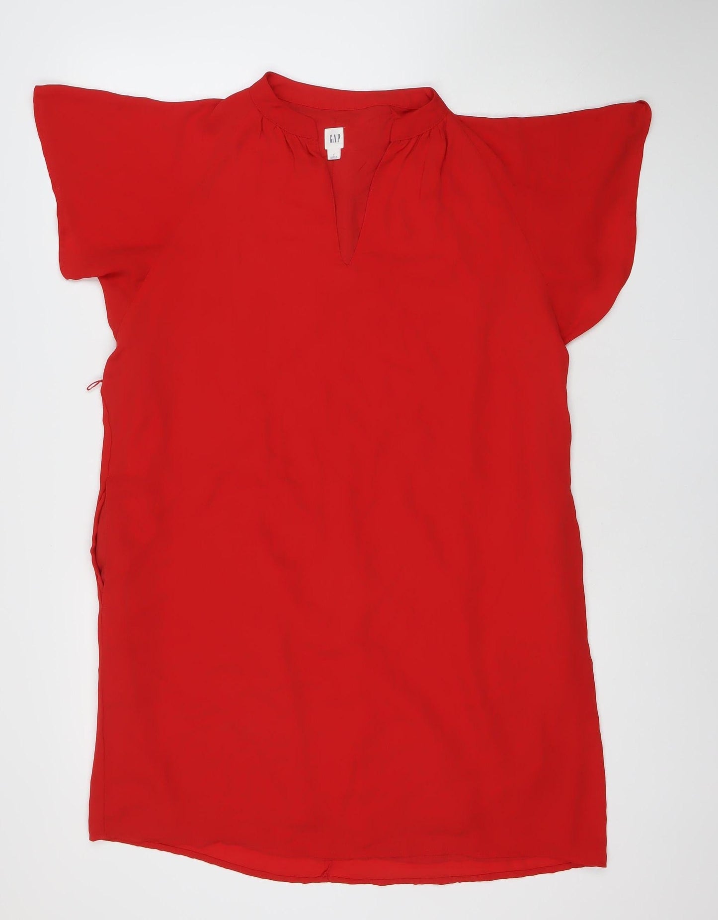 GAP Women's Red Shift Dress Size S Short Kimono Sleeve V-Neck