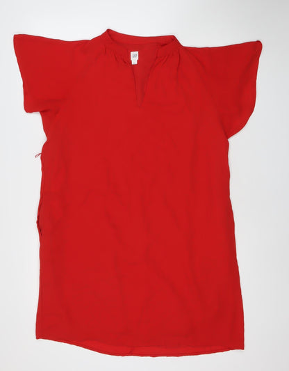 GAP Women's Red Shift Dress Size S Short Kimono Sleeve V-Neck