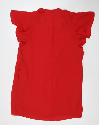 GAP Women's Red Shift Dress Size S Short Kimono Sleeve V-Neck