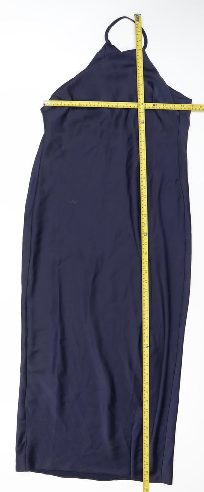 ASOS Women’s Blue Size 10 Slip Dress Long V-Neck Sleeveless