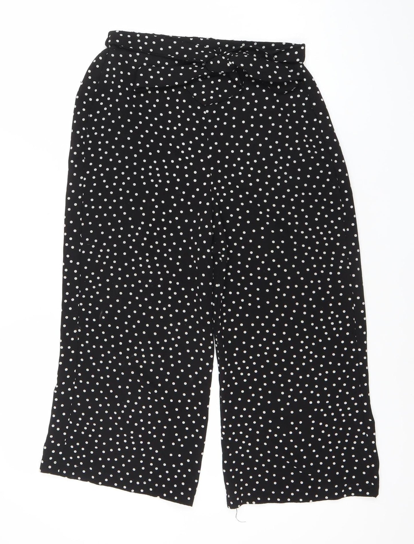 Womens UK Size 8 Boohoo Relaxed Fit Cropped Black Trousers