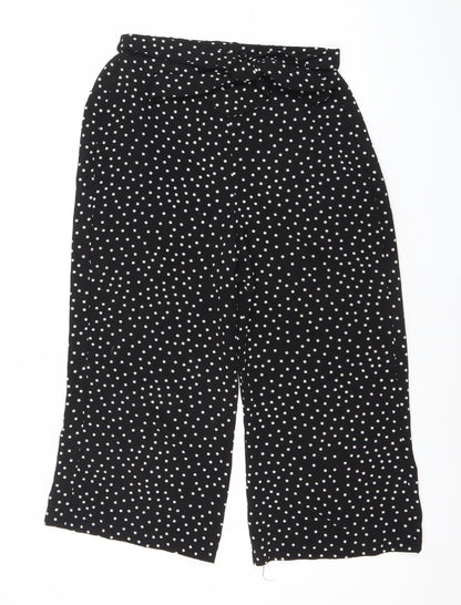 Womens UK Size 8 Boohoo Relaxed Fit Cropped Black Trousers