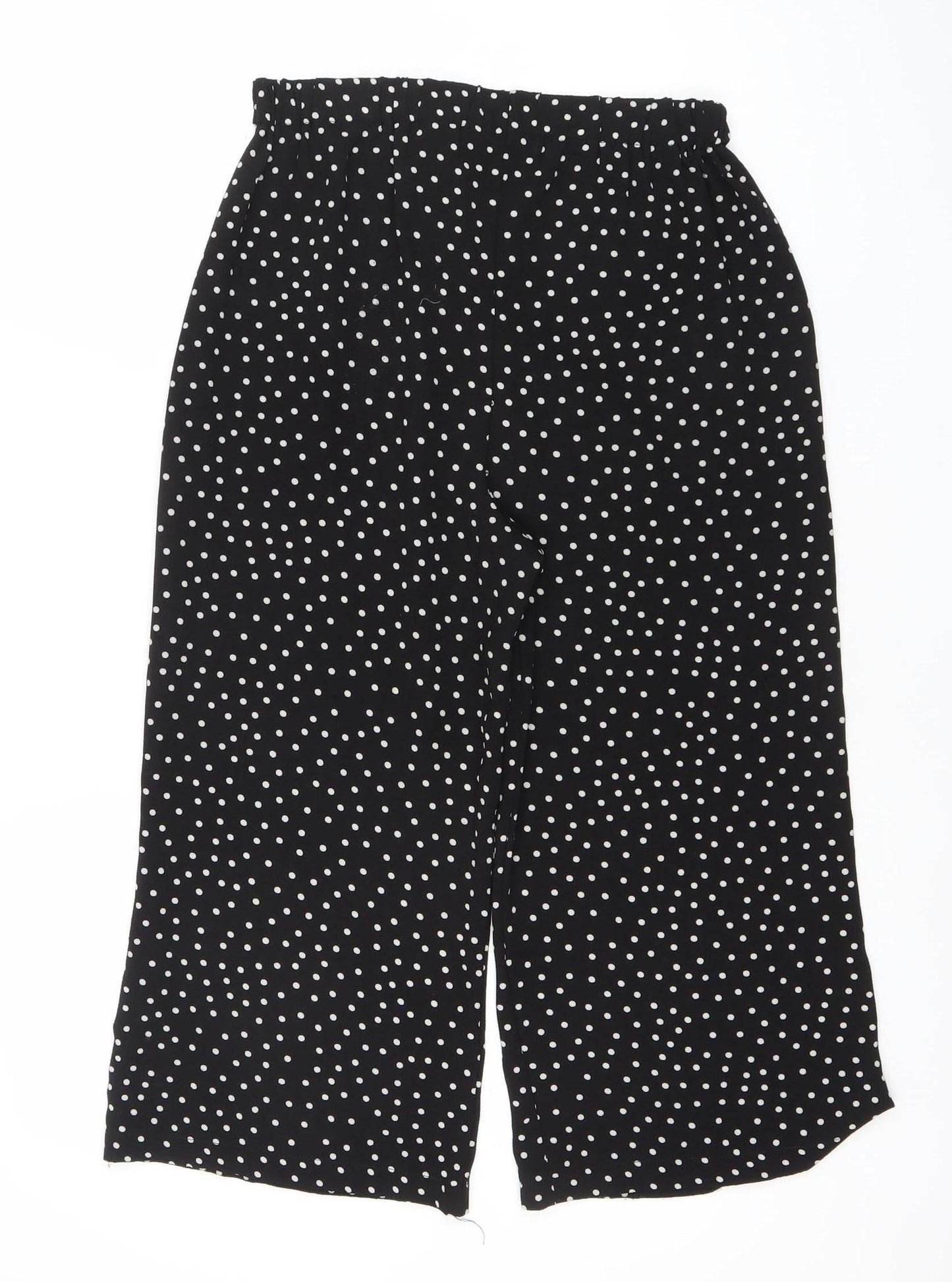 Womens UK Size 8 Boohoo Relaxed Fit Cropped Black Trousers