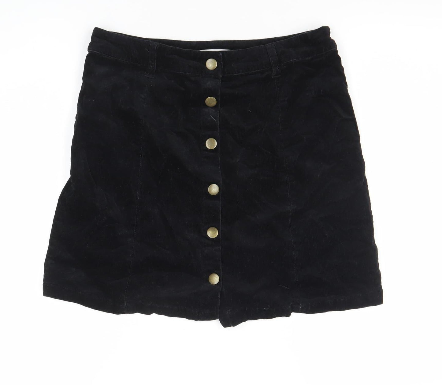 George Women’s Black Corduroy Skirt Size 10 Short Button Front