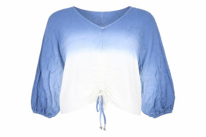PAYEMENT Womens Blue White Ombre Viscose Tunic Blouse Size 8
