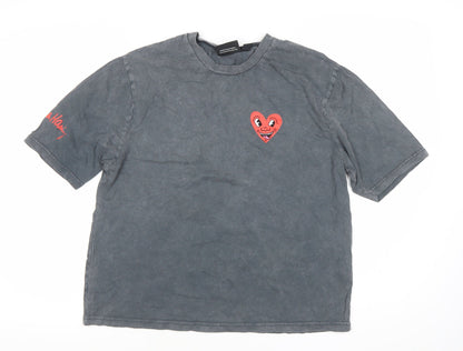 Womens UK Size XS Keith Haring Grey Basic T-Shirt