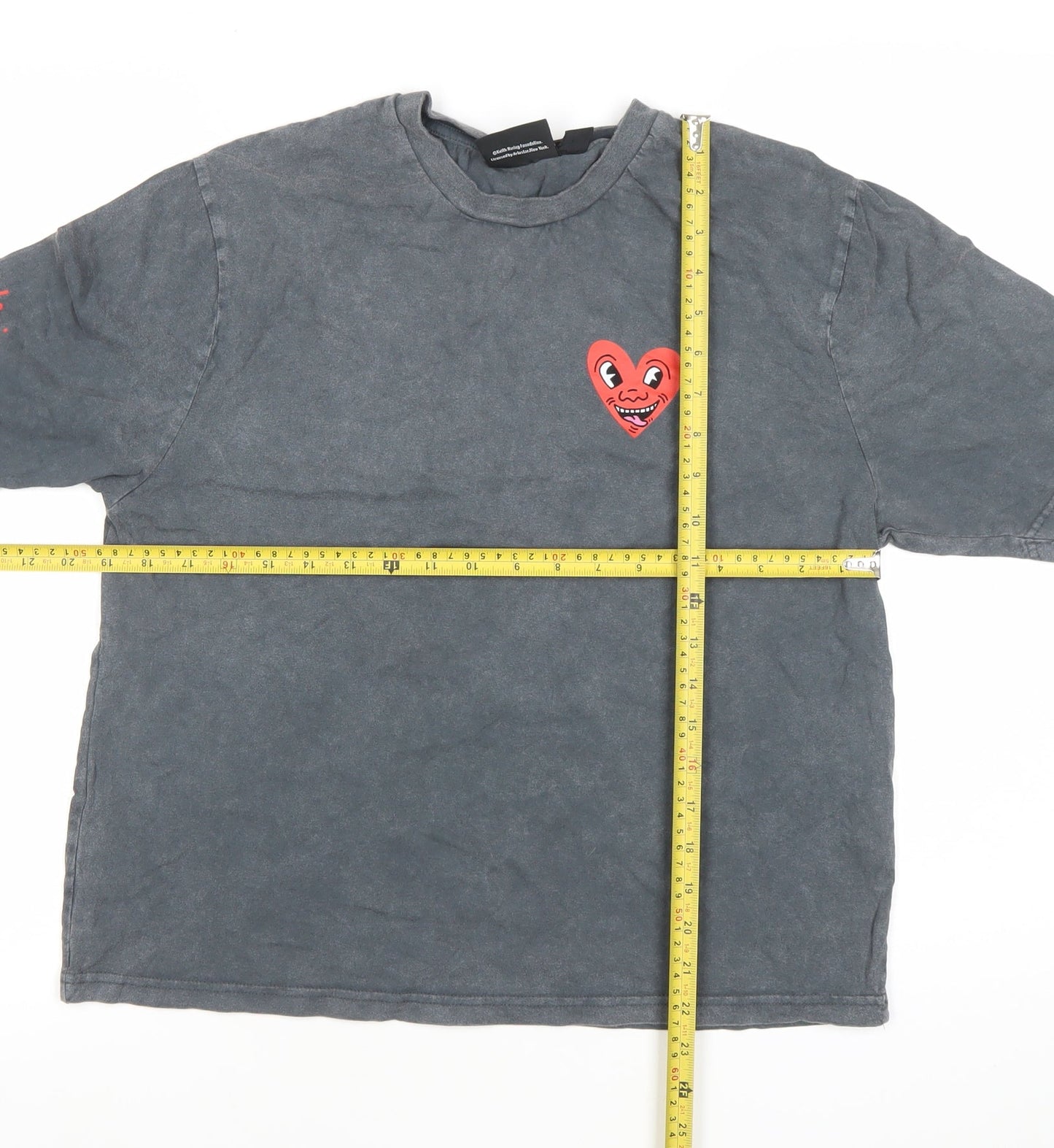 Womens UK Size XS Keith Haring Grey Basic T-Shirt