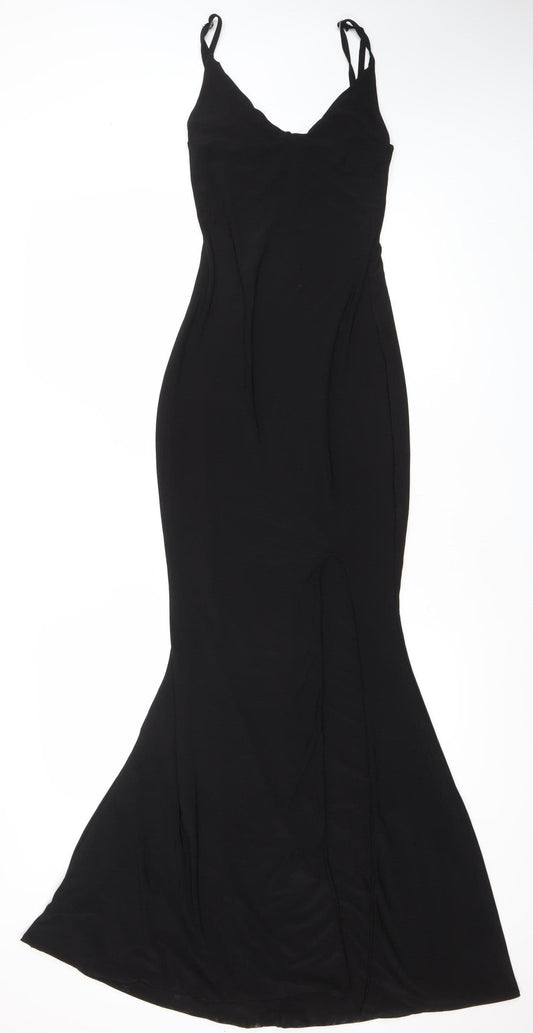 Club L London Women's Black Size 6 Long Bodycon V-Neck Dress