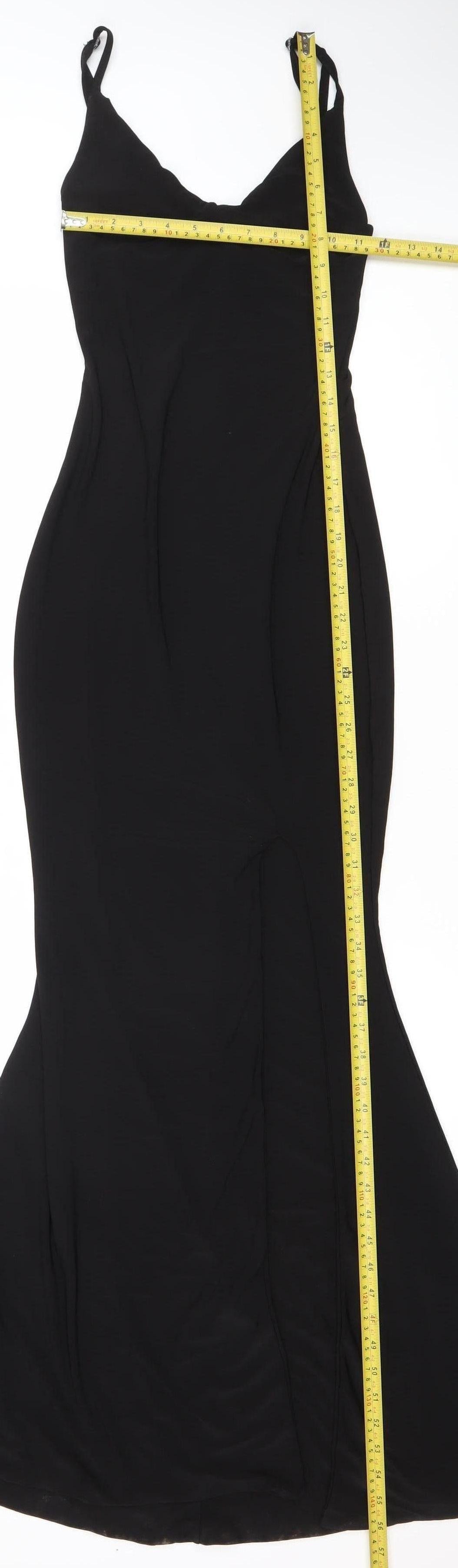 Club L London Women's Black Size 6 Long Bodycon V-Neck Dress