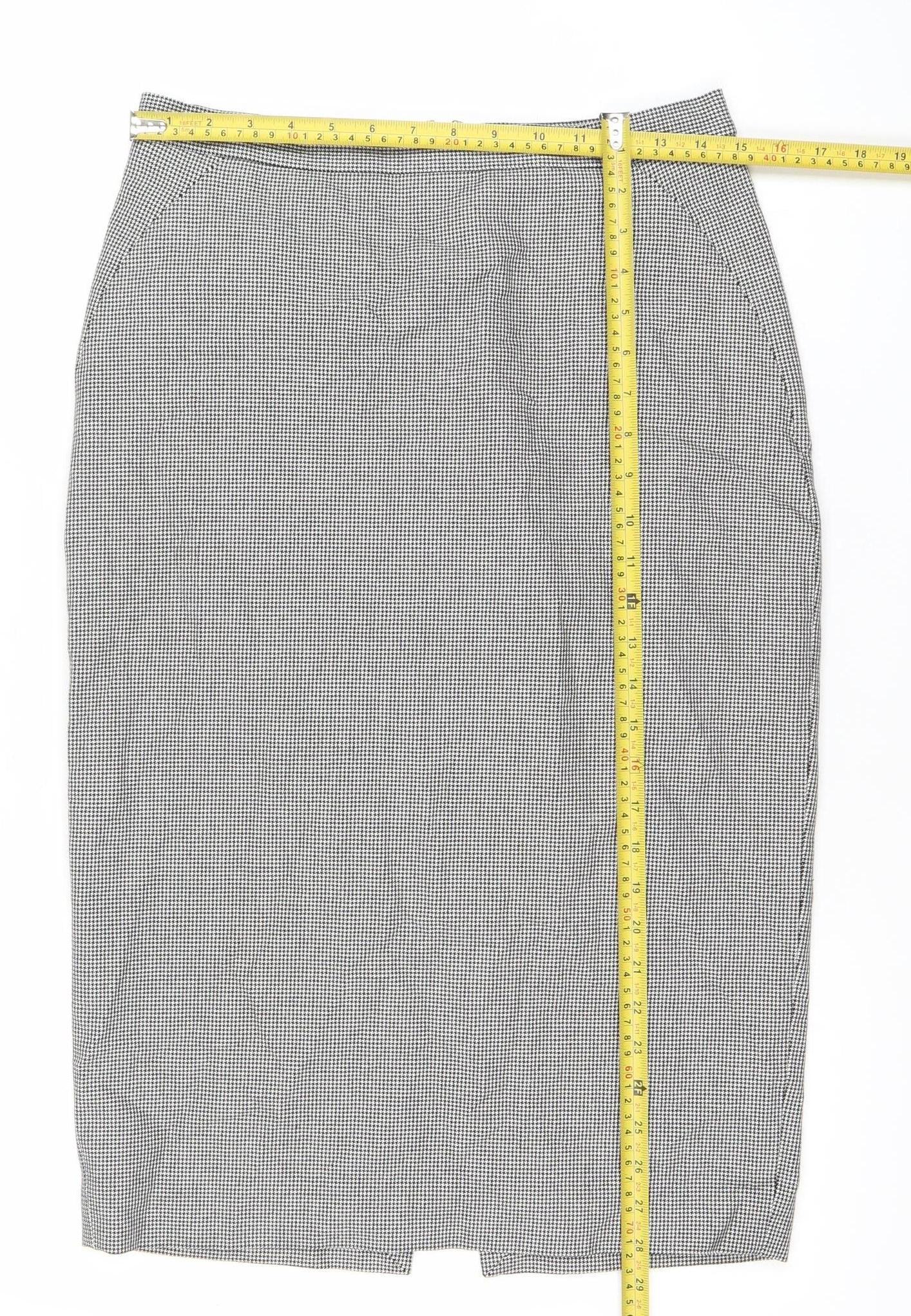 L.K. Bennett Women’s Black White Check Pencil Skirt Size 12 Workwear