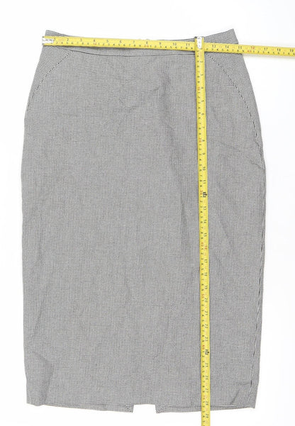 L.K. Bennett Women’s Black White Check Pencil Skirt Size 12 Workwear
