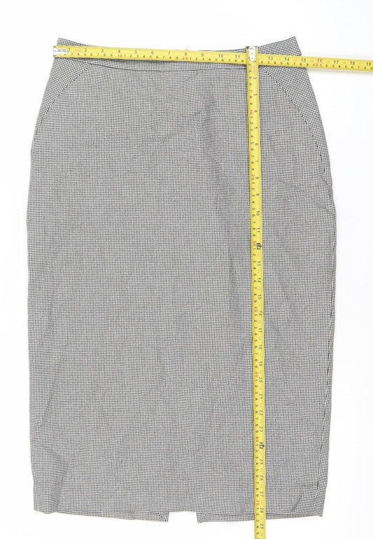 L.K. Bennett Women’s Black White Check Pencil Skirt Size 12 Workwear