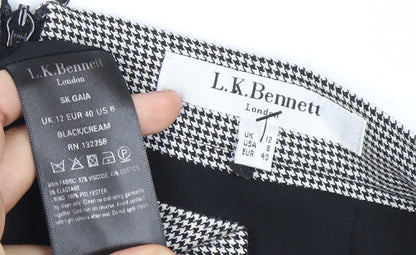 L.K. Bennett Women’s Black White Check Pencil Skirt Size 12 Workwear