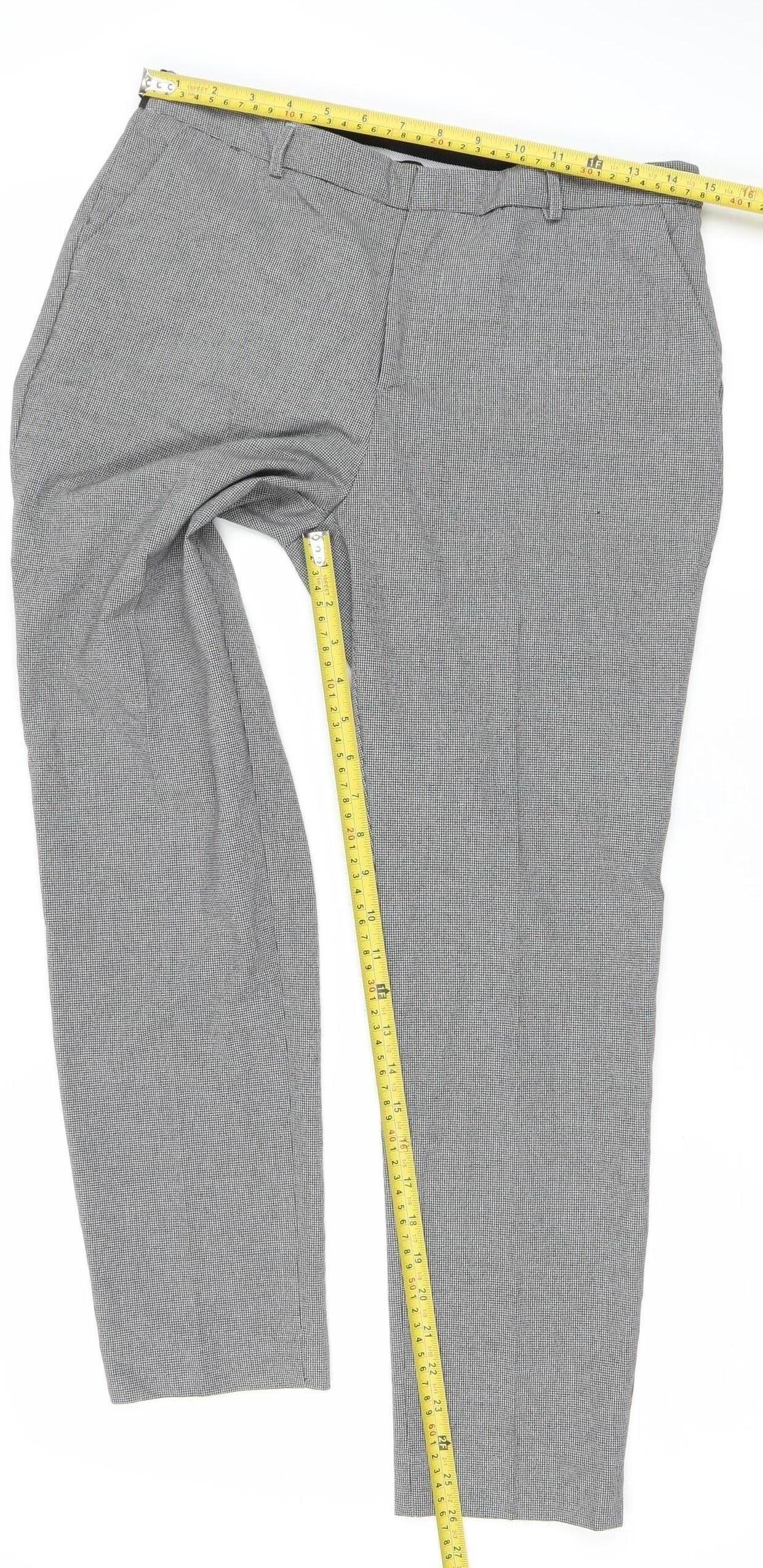 Stradivarius Womens Grey Check Slim Fit Chino Trousers Size 12