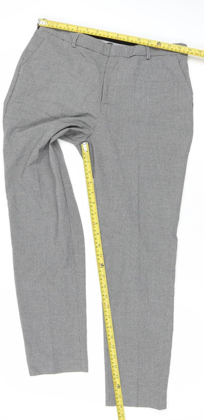 Stradivarius Womens Grey Check Slim Fit Chino Trousers Size 12